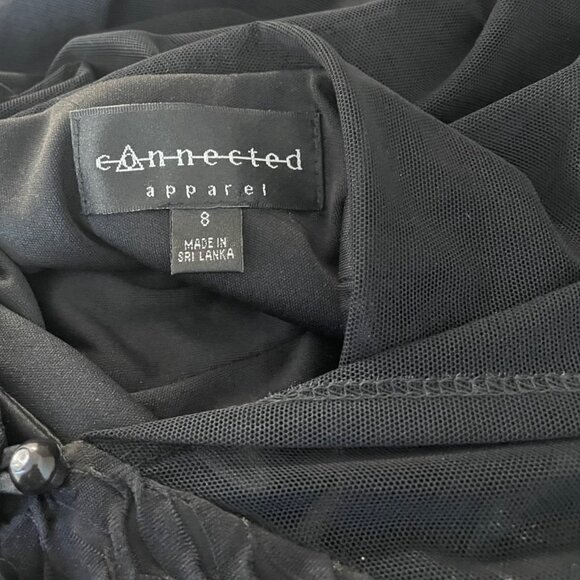 Connected Apparel Womens Black Mesh Long Sleeve Button Down Blouse Size 8 - Picture 4 of 6